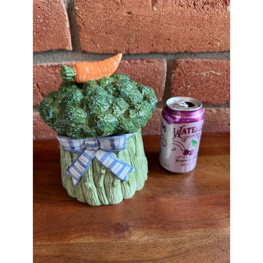 Vintage Fitz & Floyd Ceramic Broccoli Carrot Canister Cookie Jar